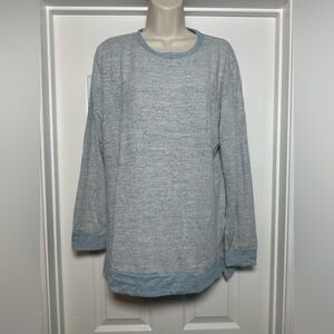 NWT Atlaslava Women’s Gray & Blue Cotton Blend Crewneck Long Sleeve Shirt Sz L